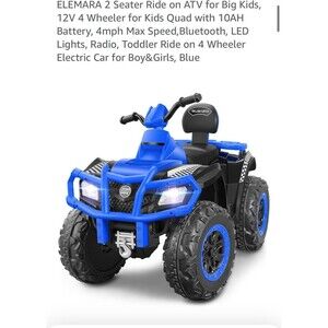 Kids Ride on ATV 12V 4 Wheeler Quad for Kids with LED Lights High/Low Speed
